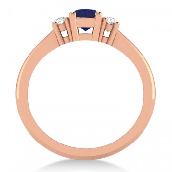 Cushion Blue Sapphire & Diamond Three-Stone Engagement Ring 14k Rose Gold (0.60ct)