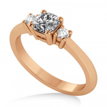 Cushion Lab Grown Diamond Three-Stone Engagement Ring 14k Rose Gold (0.60ct)