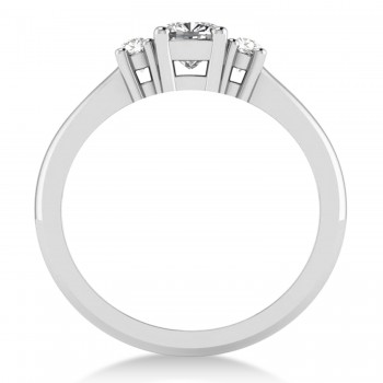 Cushion Lab Grown Diamond Three-Stone Engagement Ring 14k White Gold (0.60ct)