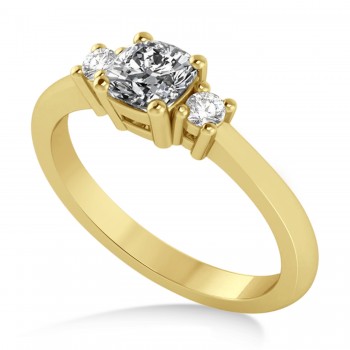 Cushion Lab Grown Diamond Three-Stone Engagement Ring 14k Yellow Gold (0.60ct)