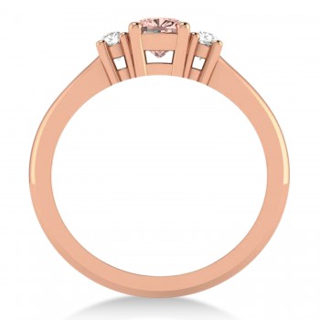 Cushion Morganite & Diamond Three-Stone Engagement Ring 14k Rose Gold (0.60ct)