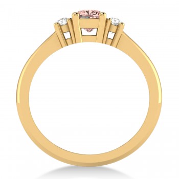 Cushion Morganite & Diamond Three-Stone Engagement Ring 14k Yellow Gold (0.60ct)