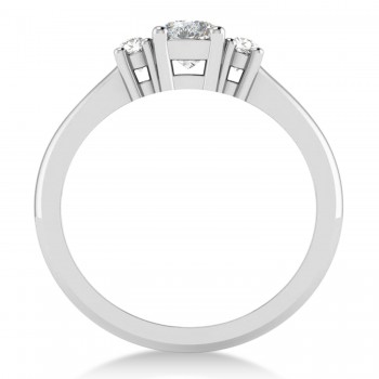 Cushion Moissanite & Diamond Three-Stone Engagement Ring 14k White Gold (0.60ct)