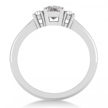 Cushion Salt & Pepper & White Diamond Three-Stone Engagement Ring 14k White Gold (0.60ct)