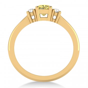 Cushion Yellow & White Diamond Three-Stone Engagement Ring 14k Yellow Gold (0.60ct)