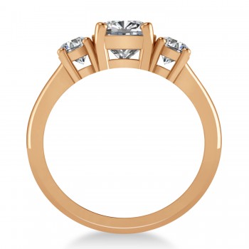 Cushion & Round 3-Stone Diamond Engagement Ring 14k Rose Gold (2.50ct)