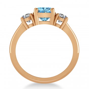Cushion & Round 3-Stone Blue Topaz & Diamond Engagement Ring 14k Rose Gold (2.50ct)