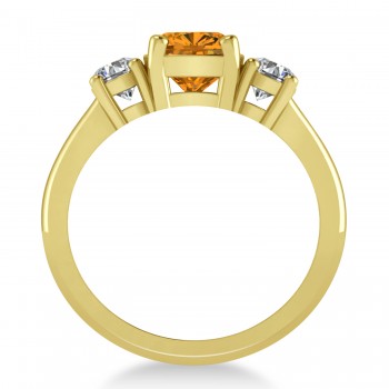 Cushion & Round 3-Stone Citrine & Diamond Engagement Ring 14k Yellow Gold (2.50ct)