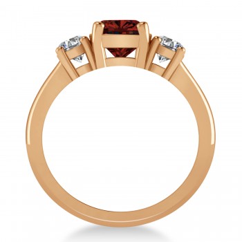 Cushion & Round 3-Stone Garnet & Diamond Engagement Ring 14k Rose Gold (2.50ct)