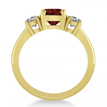 Cushion & Round 3-Stone Garnet & Diamond Engagement Ring 14k Yellow Gold (2.50ct)