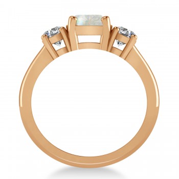 Cushion & Round 3-Stone Opal & Diamond Engagement Ring 14k Rose Gold (2.50ct)