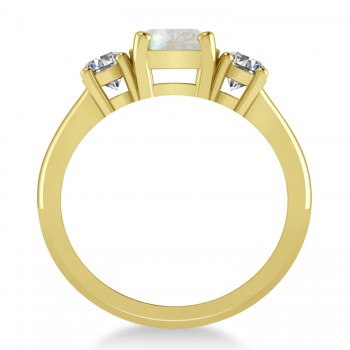 Cushion & Round 3-Stone Opal & Diamond Engagement Ring 14k Yellow Gold (2.50ct)