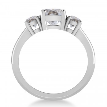 Cushion & Round 3-Stone Salt & Pepper Diamond Engagement Ring 14k White Gold (2.50ct)