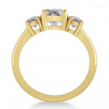 Cushion & Round 3-Stone Salt & Pepper Diamond Engagement Ring 14k Yellow Gold (2.50ct)
