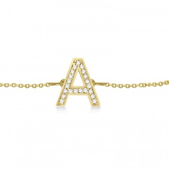 Custom Tilted Diamond Block Letter Initial Bracelet in 14k Yellow Gold