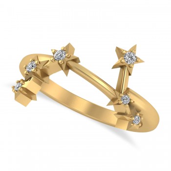 Diamond Aries Zodiac Constellation Star Ring 14k Yellow Gold (0.09ct)