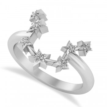 Diamond Aquarius Zodiac Constellation Star Ring 14k White Gold (0.09ct)