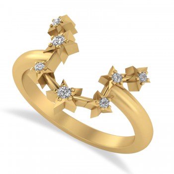 Diamond Aquarius Zodiac Constellation Star Ring 14k Yellow Gold (0.09ct)