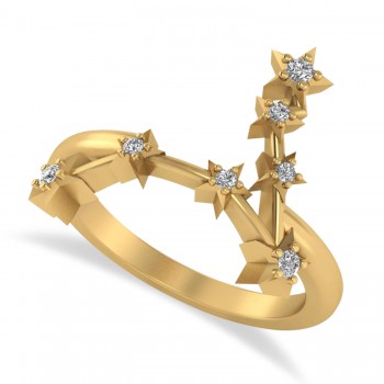 Diamond Pisces Zodiac Constellation Star Ring 14k Yellow Gold (0.10 ct)