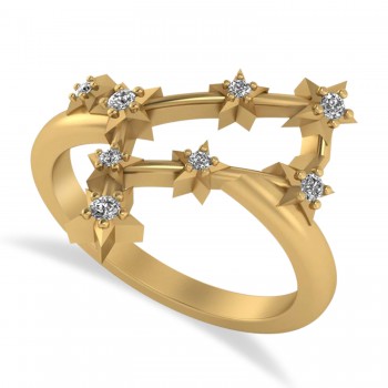 Diamond Gemini Zodiac Constellation Star Ring 14k Yellow Gold (0.12ct)