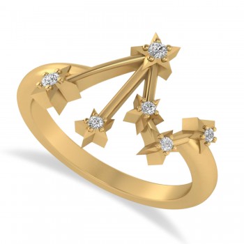 Diamond Libra Zodiac Constellation Star Ring 14k Yellow Gold (0.08ct)