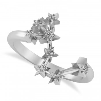 Diamond Scorpio Zodiac Constellation Star Ring 14k White Gold (0.10ct)