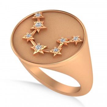 Diamond Aquarius Zodiac Constellation Disk Ring 14k Rose Gold (0.045 ct)