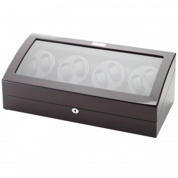 Ebony Finish Wood Eight Watch Winder & Watch Storage Case