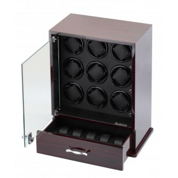 Ebony Wood 9 Watch Winder and Watch Storage Box