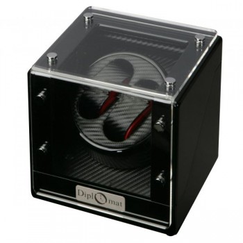 High Gloss Black Double Watch Winder Cube