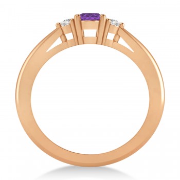 Oval Amethyst & Diamond Three-Stone Engagement Ring 14k Rose Gold (0.60ct)