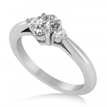 Oval Lab Grown Diamond Three-Stone Engagement Ring 14k White Gold (0.60ct)