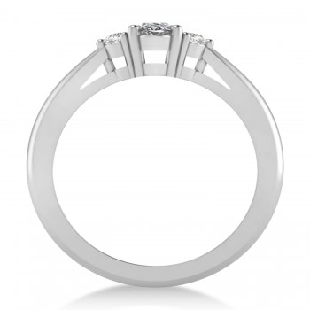 Oval Lab Grown Diamond Three-Stone Engagement Ring 14k White Gold (0.60ct)