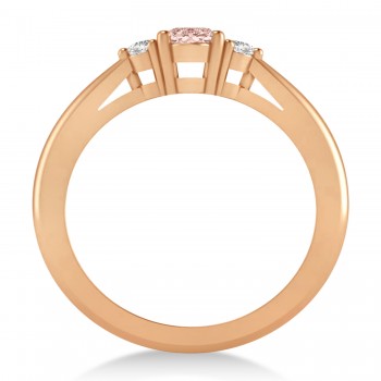 Oval Morganite & Diamond Three-Stone Engagement Ring 14k Rose Gold (0.60ct)