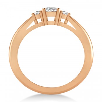 Oval Moissanite & Diamond Three-Stone Engagement Ring 14k Rose Gold (0.60ct)