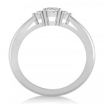 Oval Moissanite & Diamond Three-Stone Engagement Ring 14k White Gold (0.60ct)