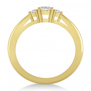 Oval Moissanite & Diamond Three-Stone Engagement Ring 14k Yellow Gold (0.60ct)