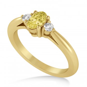 Oval Yellow & White Diamond Three-Stone Engagement Ring 14k Yellow Gold (0.60ct)