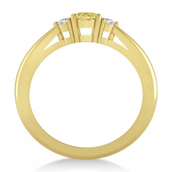 Oval Yellow & White Diamond Three-Stone Engagement Ring 14k Yellow Gold (0.60ct)