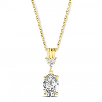 Oval Shape Diamond Pendant Necklace 14k Yellow Gold (0.80ct)