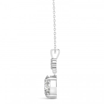 Oval Shape Lab Grown Diamond Pendant Necklace 14k White Gold (0.80ct)