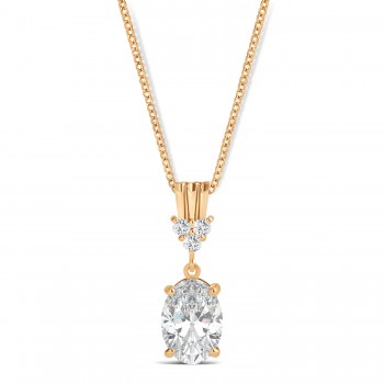 Oval Shape Moissanite & Diamond Pendant Necklace 14k Rose Gold (0.90ct)