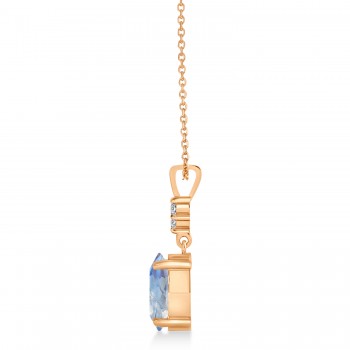 Oval Shape Moonstone & Diamond Pendant Necklace 14k Rose Gold (0.55ct)