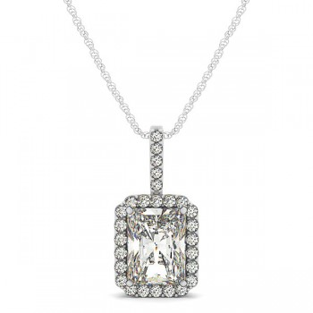 Emerald-Cut Diamond Pendant Necklace 14k White Gold (1.25ct)