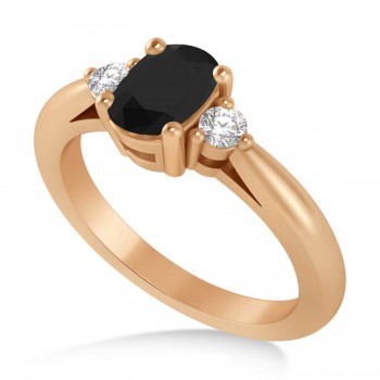 Cushion Black & White Diamond Three-Stone Engagement Ring 14k Rose Gold (1.14ct)