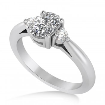 Cushion Lab Grown Diamond Three-Stone Engagement Ring 14k White Gold (1.14ct)