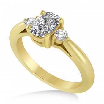 Cushion Lab Grown Diamond Three-Stone Engagement Ring 14k Yellow Gold (1.14ct)