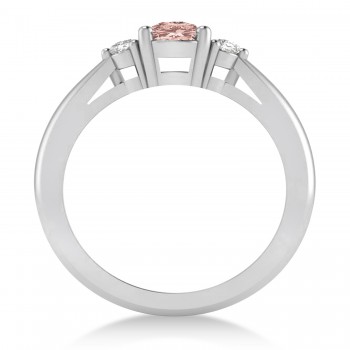 Cushion Morganite & Diamond Three-Stone Engagement Ring 14k White Gold (1.14ct)