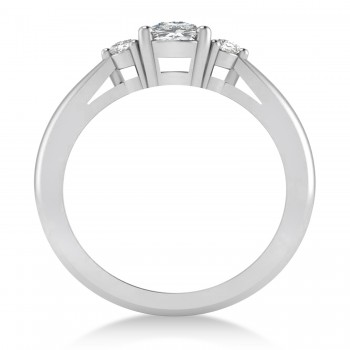 Cushion Moissanite & Diamond Three-Stone Engagement Ring 14k White Gold (1.14ct)