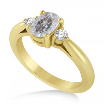 Cushion Salt & Pepper & White Diamond Three-Stone Engagement Ring 14k Yellow Gold (1.14ct)